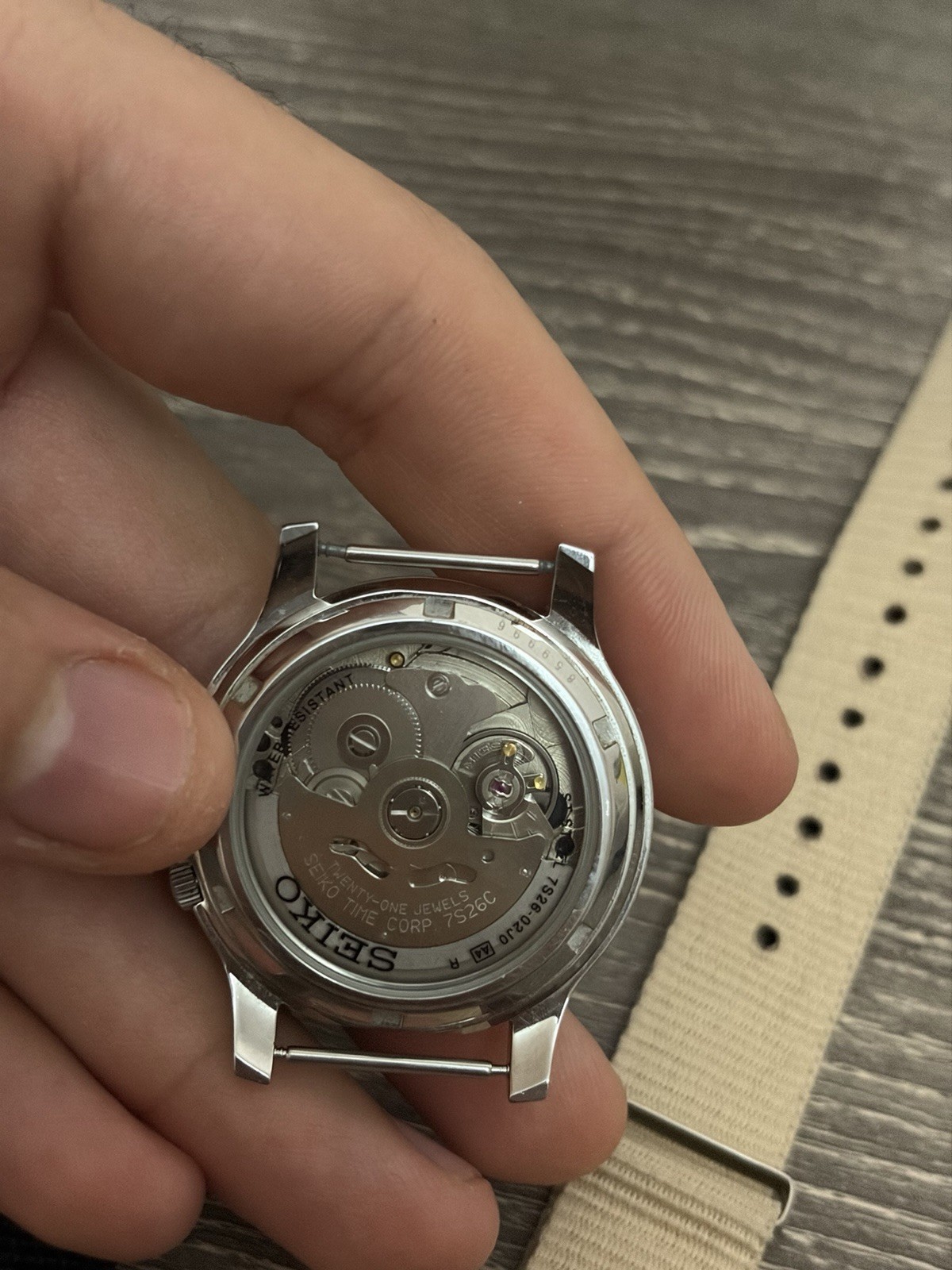 Seiko 5 7S26 Day-date Watch Black Dial Field Watch With Original Strap