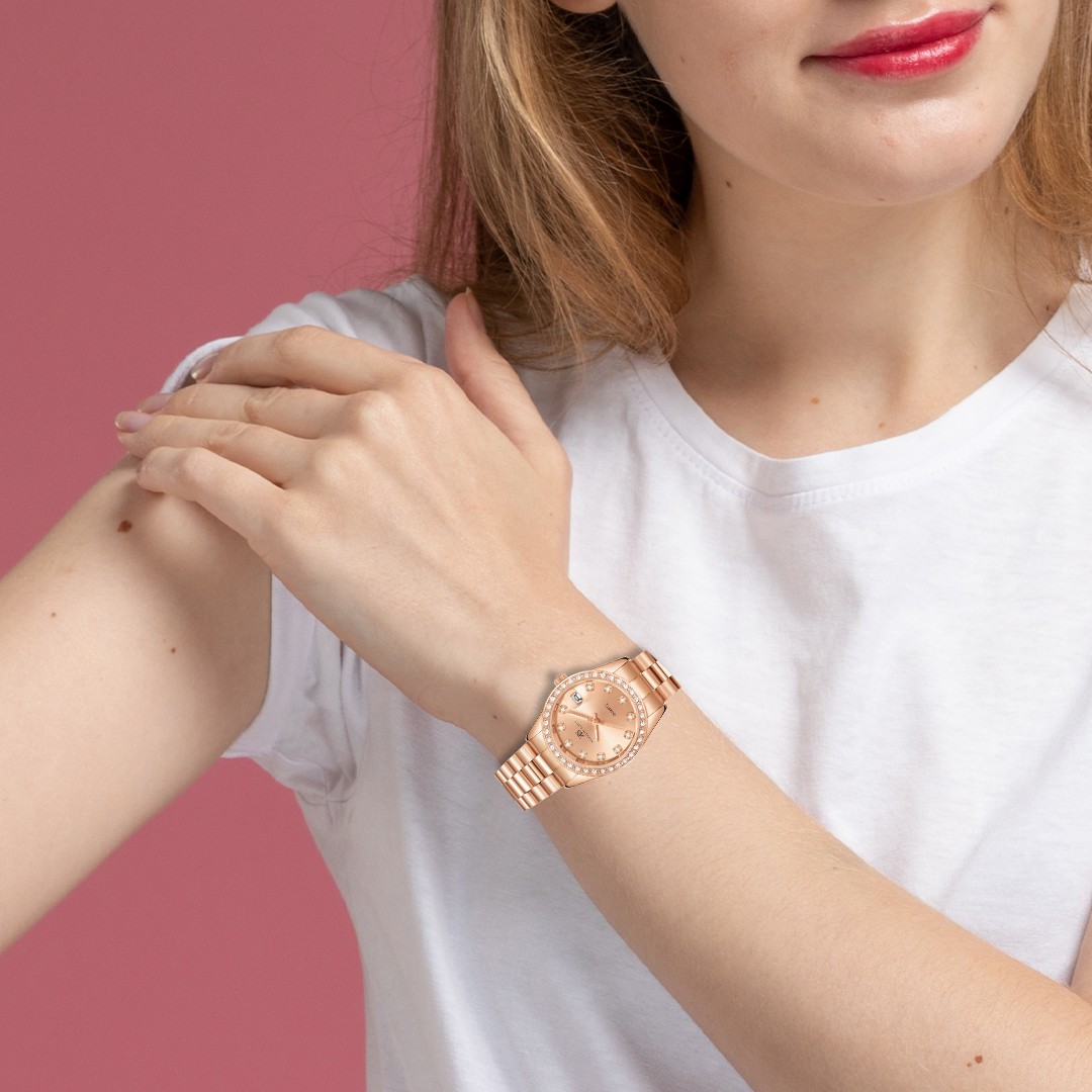 Kenneth Scott Women’s Analog Watch | Rose Gold Dial, 32mm, 30 m (3 ATM)