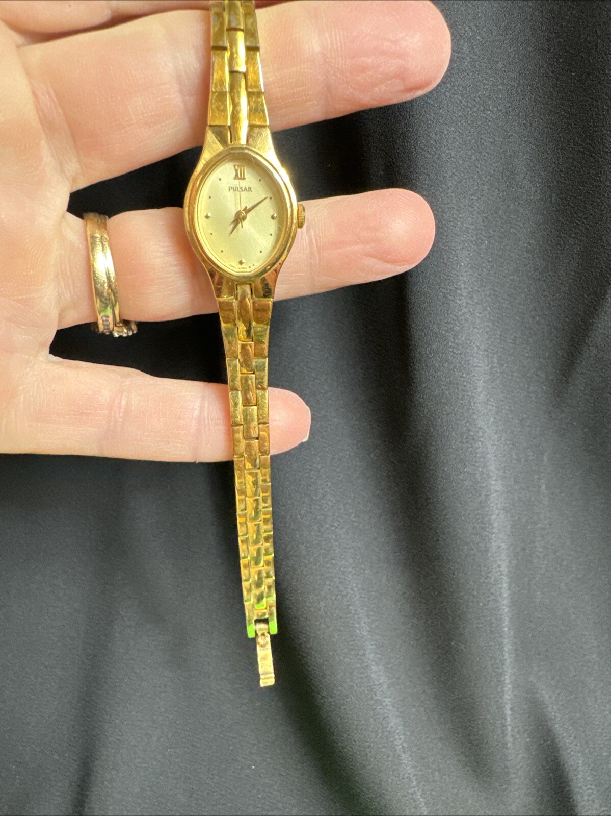 Pulsar Rare Eye Shaped Gold Case One Piece Strap Antique Watch Untested