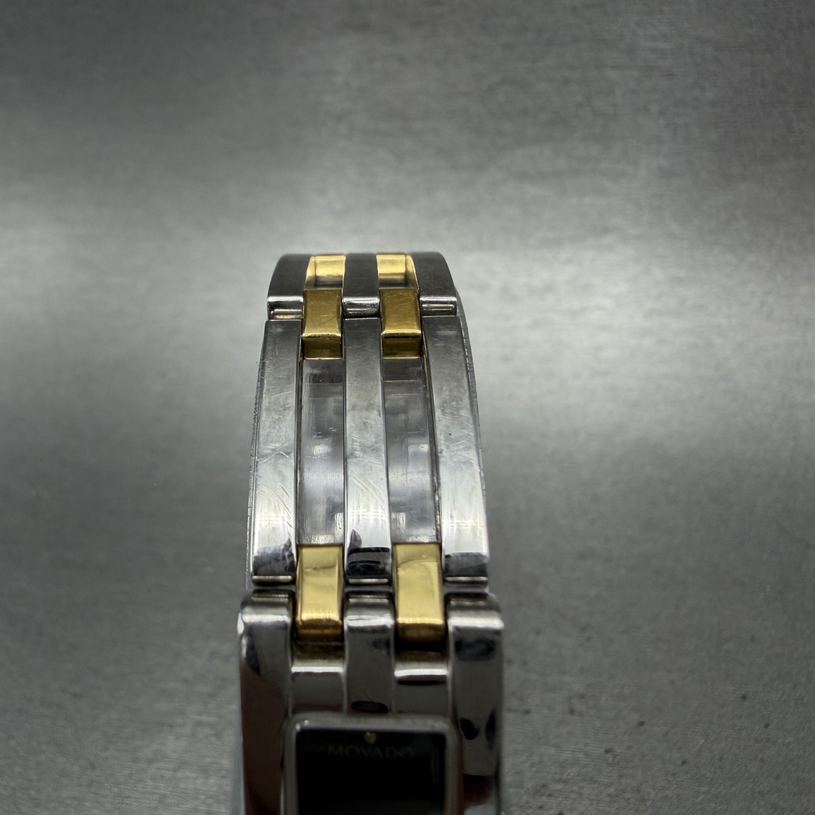 Movado Esperanza Tank Watch Women 14mm Black Dial Two Tone Rectangle New Battery