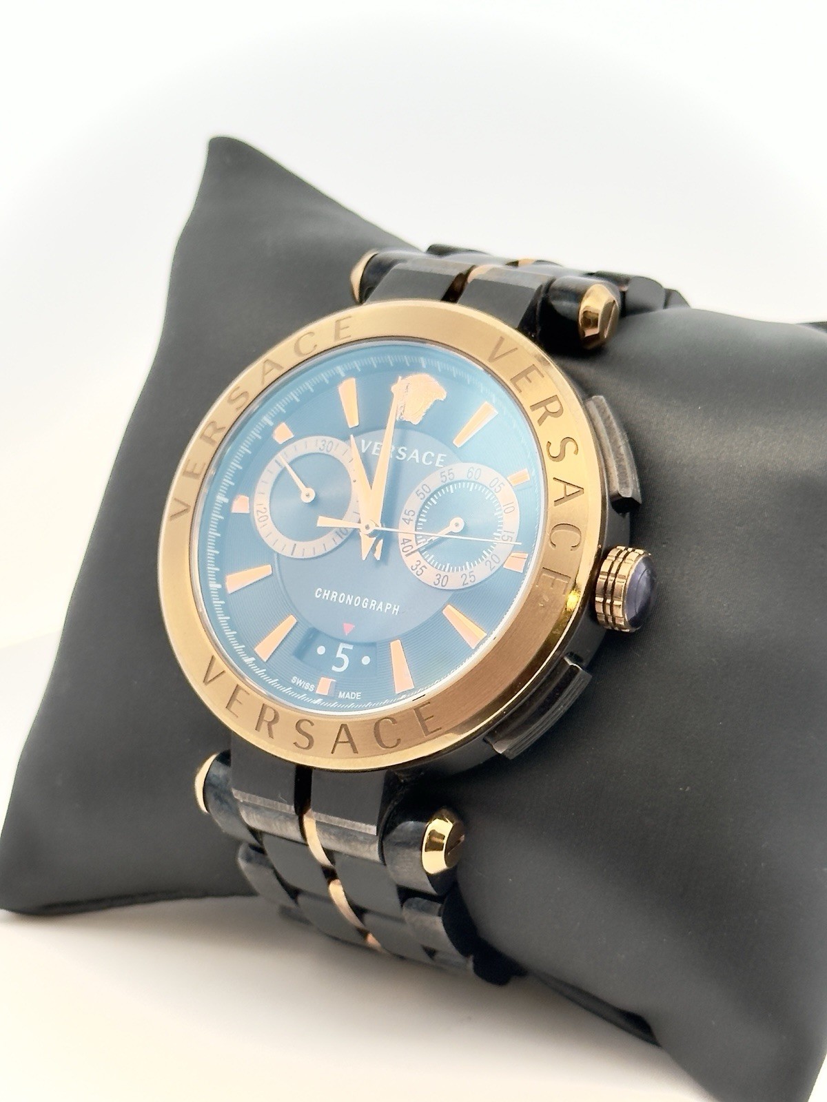 Versace Aion Chronograph Charcoal Bronze Stainless Steel Model VE1D00619 Watch