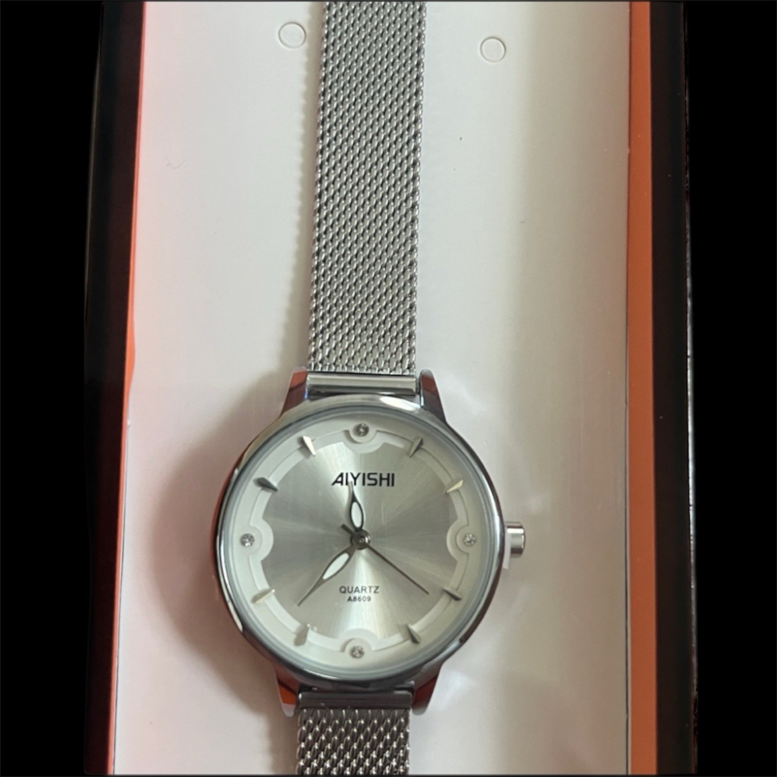 Aiyishi Silver Diamond Luxury Watch Mother-of-Pearls Accents Giftable NEW In Box