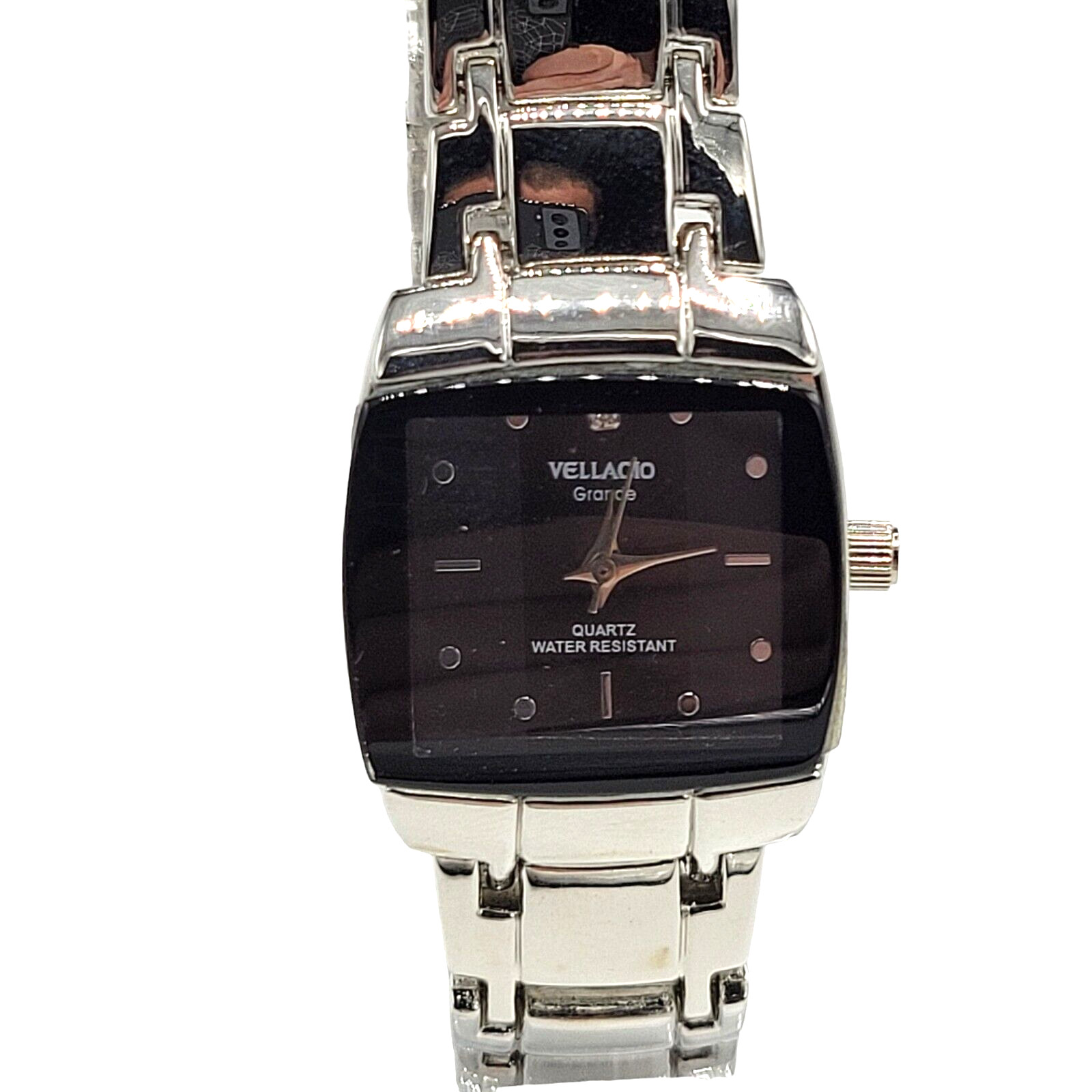 Vellacio Grande Quartz Water Resistant Silver Tone Snap Band Analog Watch Works