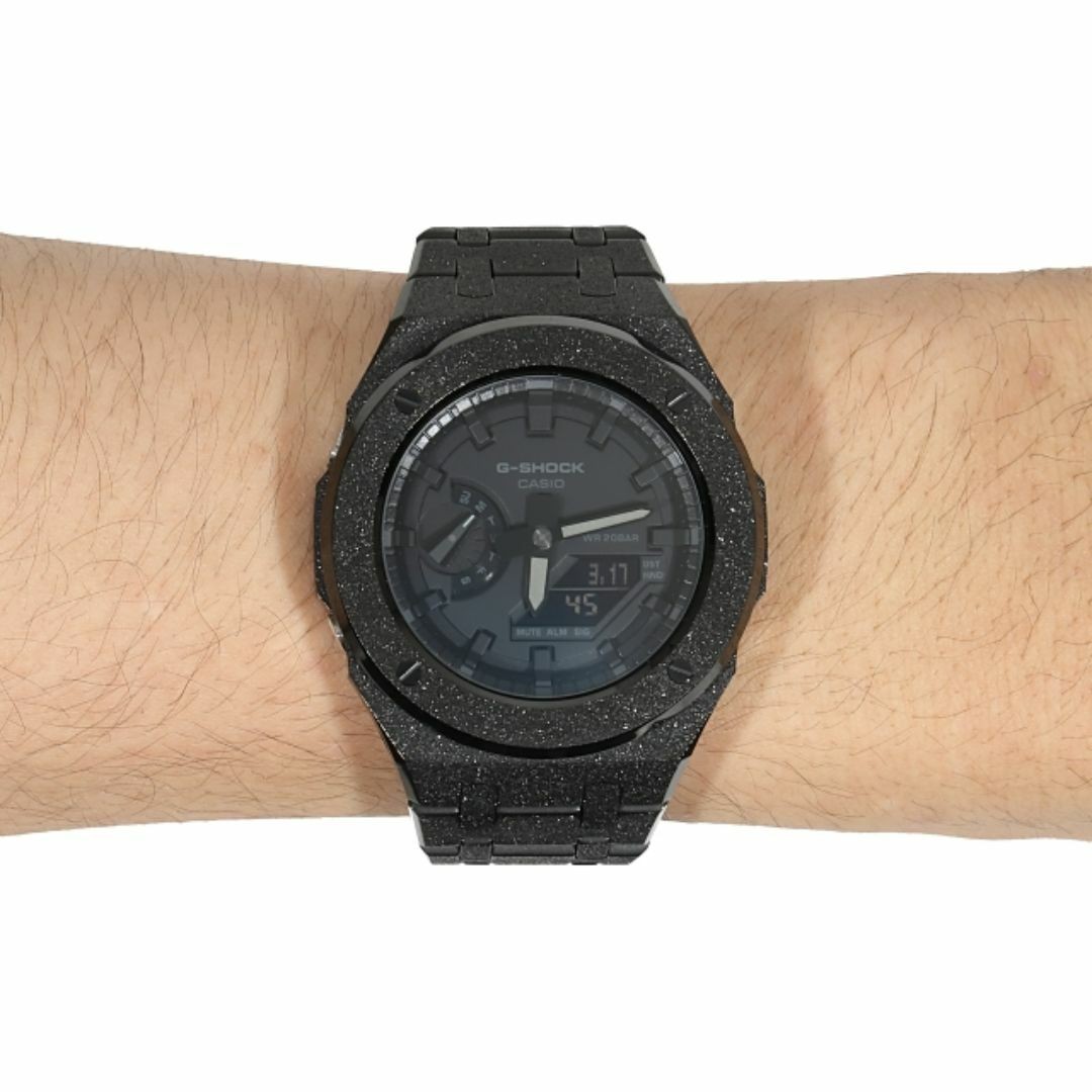 G-Shock GA2100 Frosted Custom Blackout Casioak Stainless Steel Matte Finish Mode