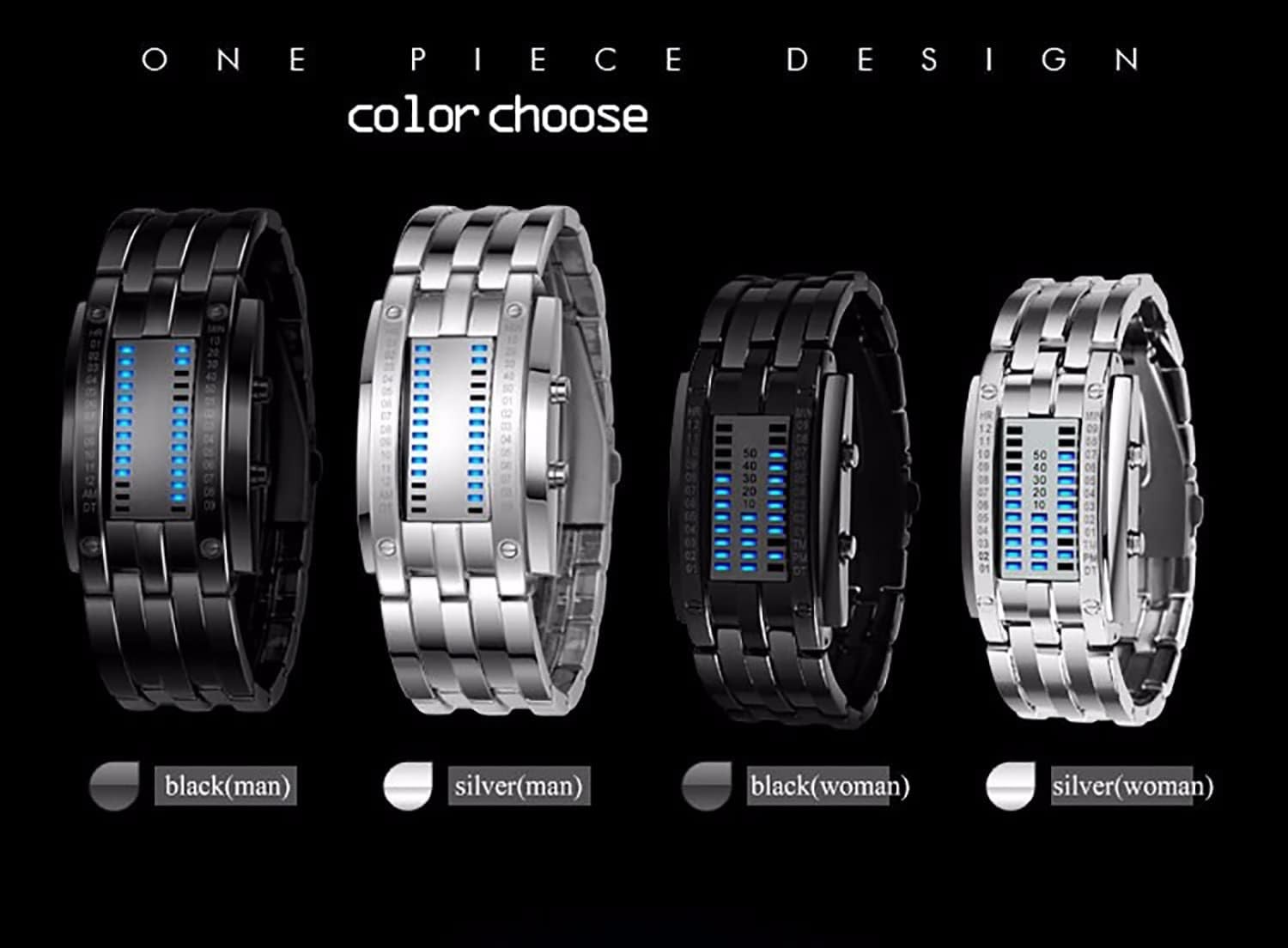 Fashionable Dual LED Display Watch – Waterproof Stainless Steel for Everyday Use