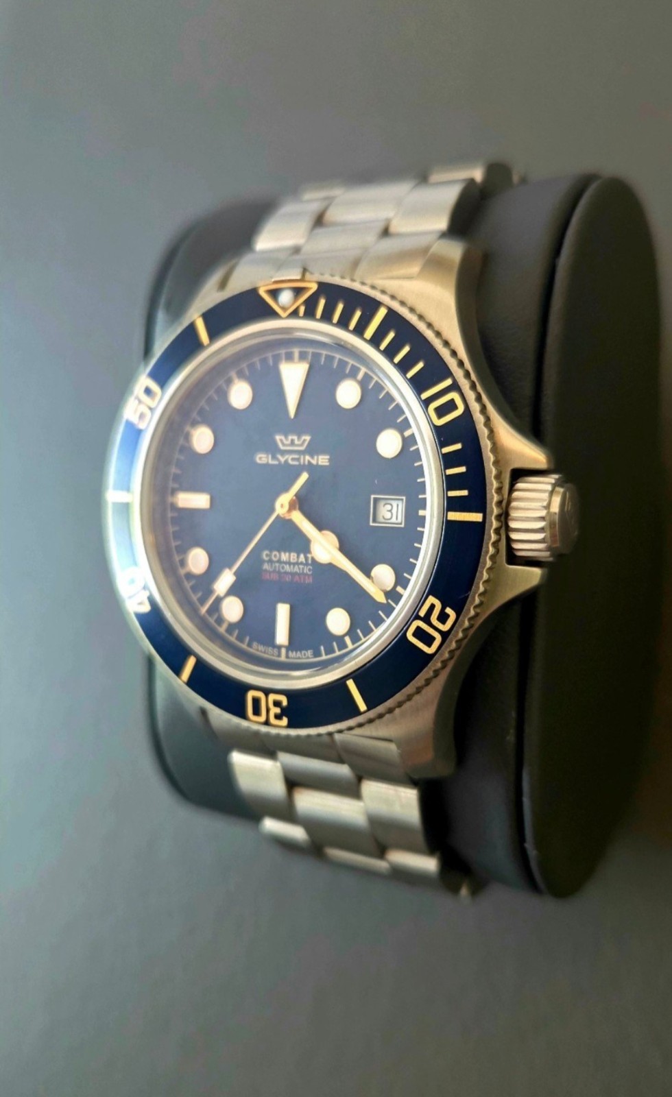 Glycine Combat Sub Automatic Diver Blue Dial/Bezel 42mm 200m Date, Box, GL0485