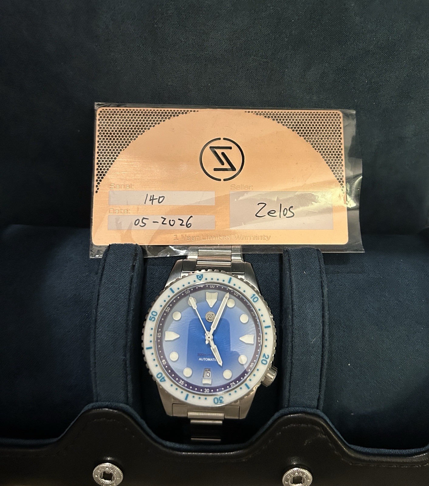 Zelos Mako 300m Automatic Blue Lagoon Diver Watch 40mm