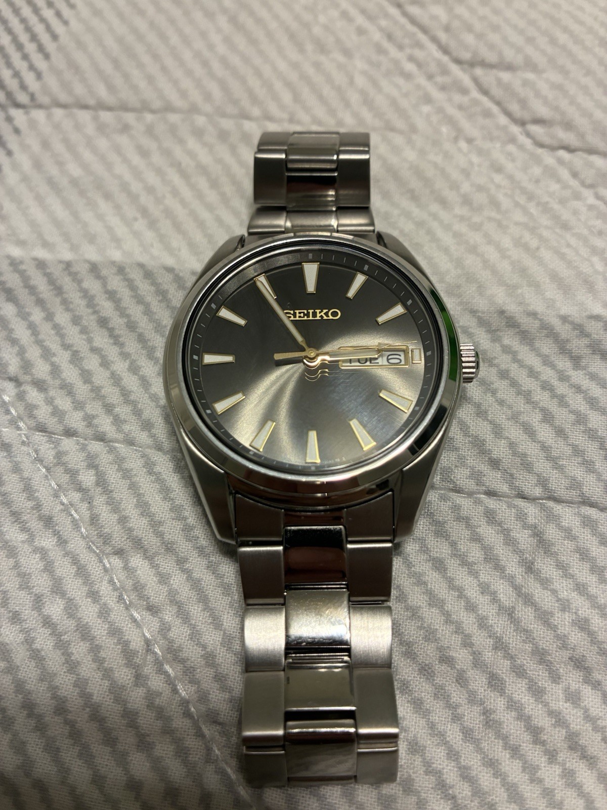 Seiko Men’s Watch Essentials Charcoal Dial Stainless Steel Bracelet SUR343