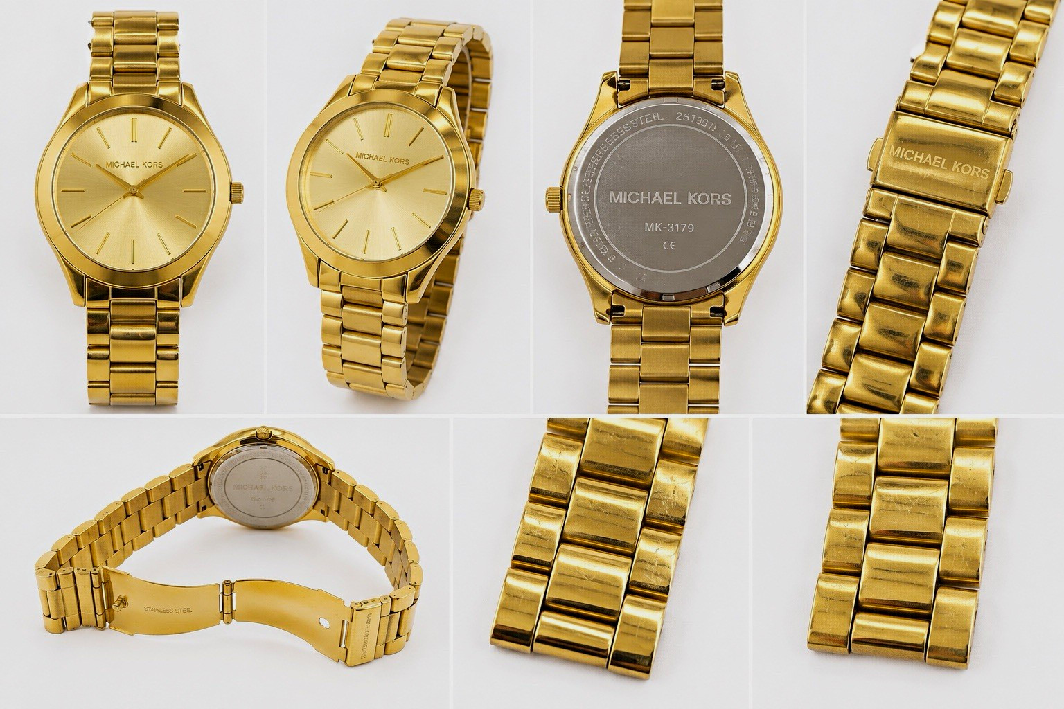 Michael Kors MK3179 Slim Runway Gold Tone 42mm Watch For Parts/Repair