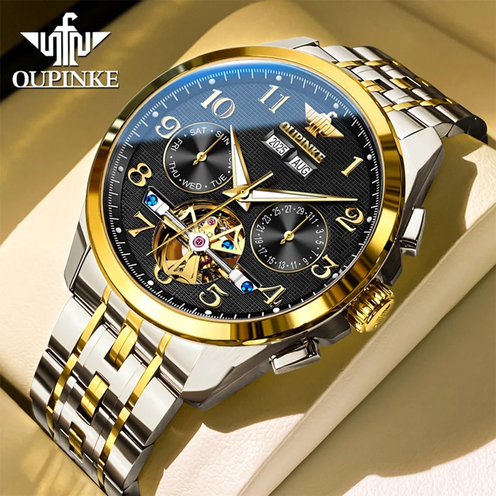 Automatic Mechanical Watch Waterproof Skeleton Luxury Dial Men’s Men Strap