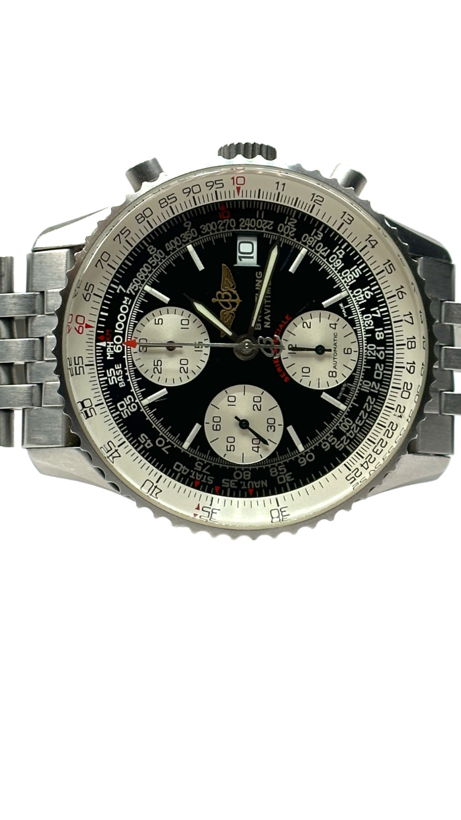 Breitling Navitimer Men’s Black Watch with Baton Indexes Stainless Steel…