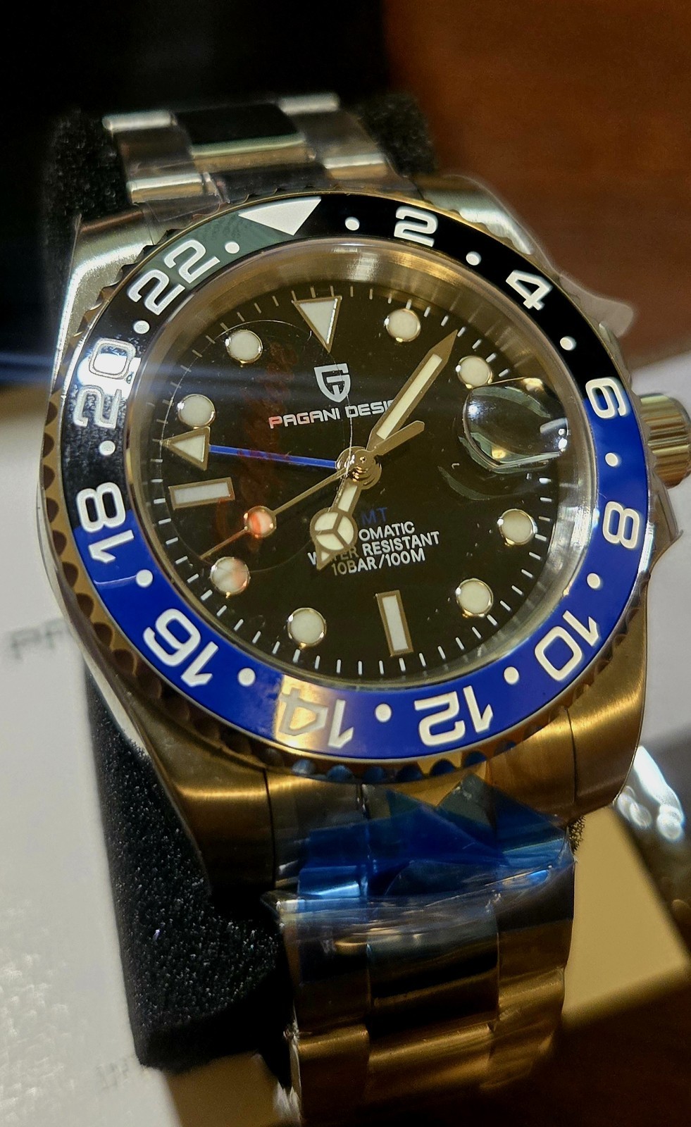 Pagani Design GMT II Batman Homage/Automatic NH34/Sapphire Crystal/Ceramic Bezel