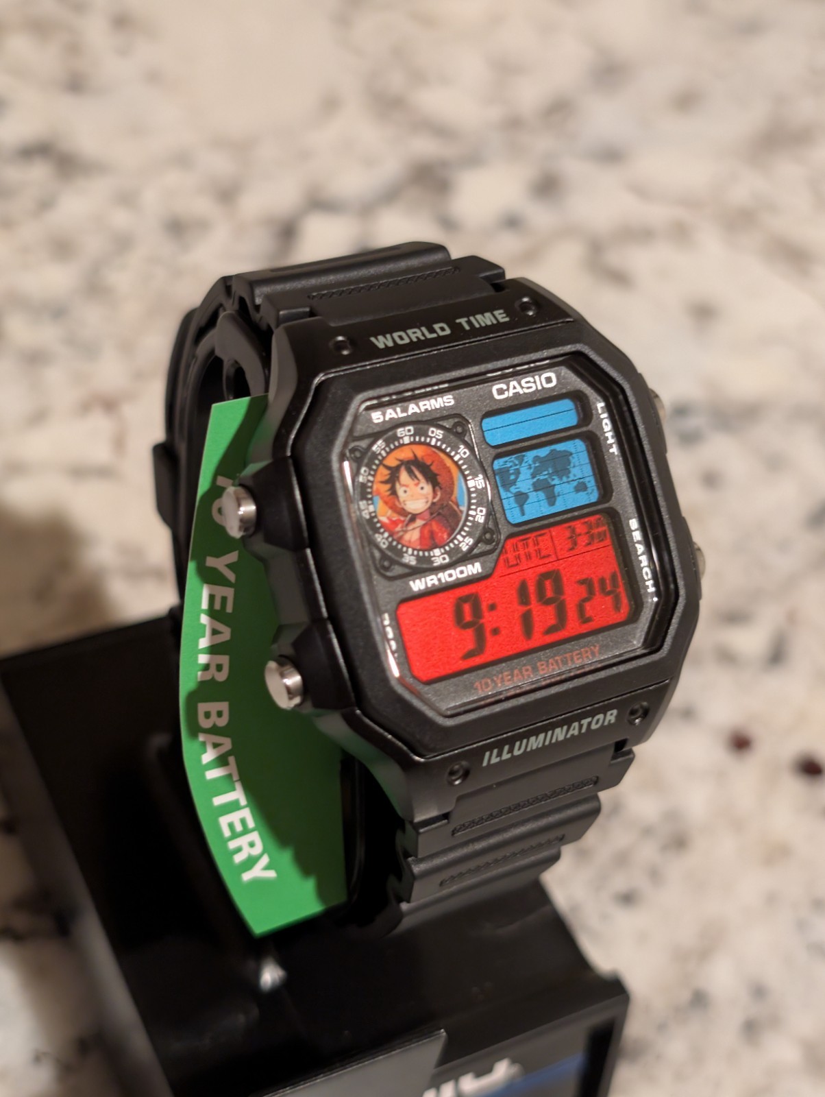 Luffy Mod Custom Casio AE1200 Black watch Mod Cartoon Anime one Piece