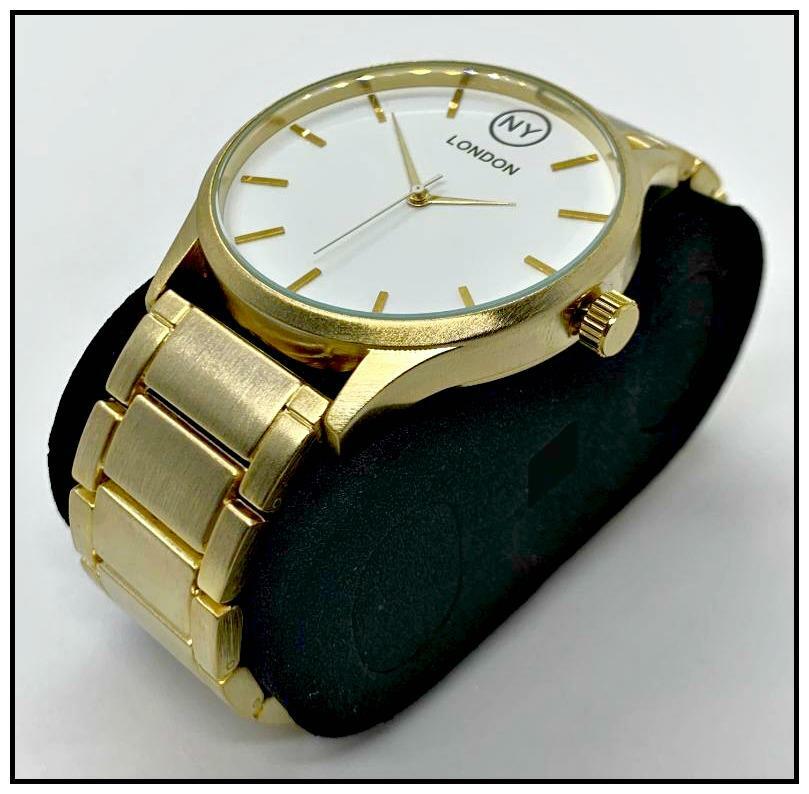 Men’s CLASSY ELEGANT DRESSY Round Gold LUXURY Designer Fashion WRIST WATCH 46mm
