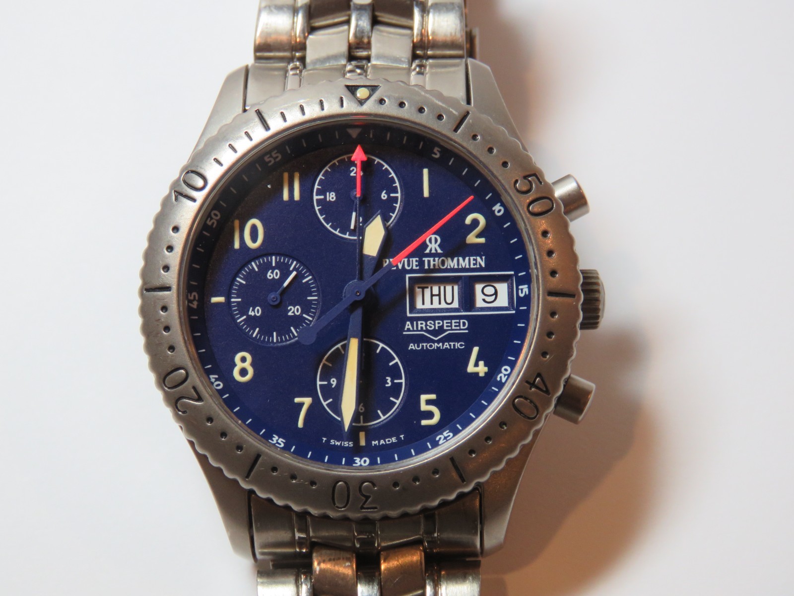 Revue Thommen Airspeed Automatic Chronograph Watch, Lemania 5100, Rare