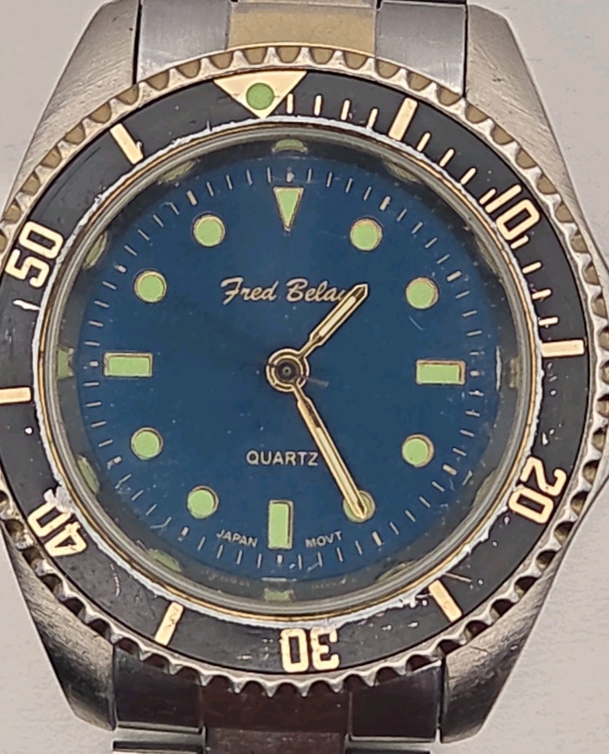 Fred Baley 38mm Dive Style Case Japan Quartz Watch SS Link band New Battery Runs