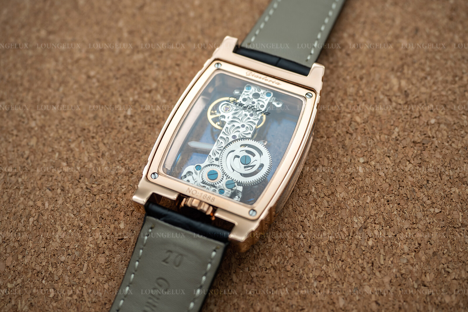 Mens Bridge Manual Mechanical Watch – Rose Gold Black Leather Diasteria 1688
