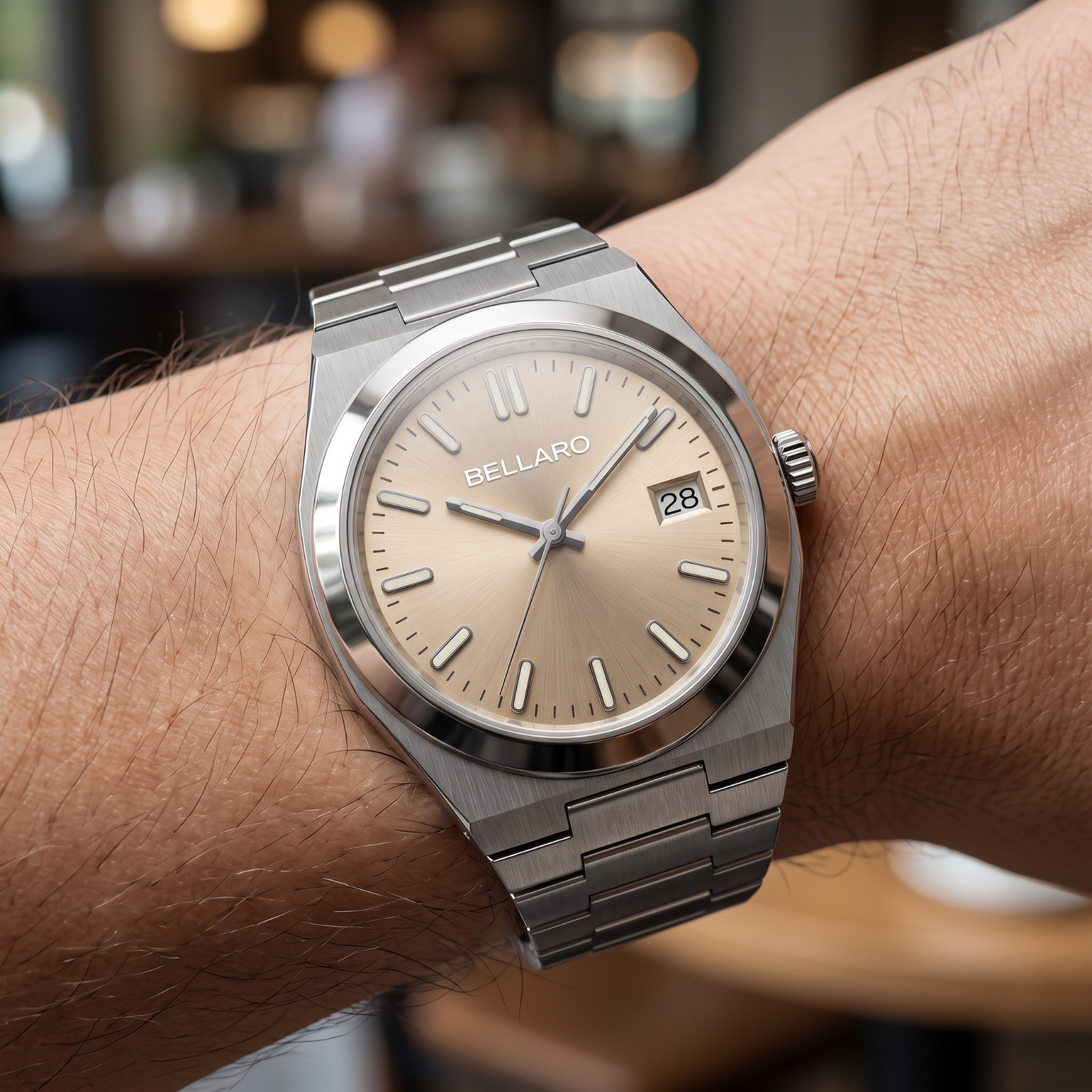 BELLARO Tolaris Watch – Japanese Automatic NH35 – Sapphire Crystal Beige Dial