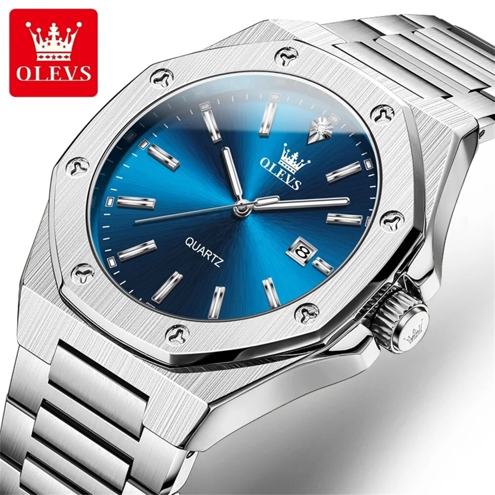 Waterproof Quartz Luminous Luxury Watch OLEVS Men Business Date Strap Men’s