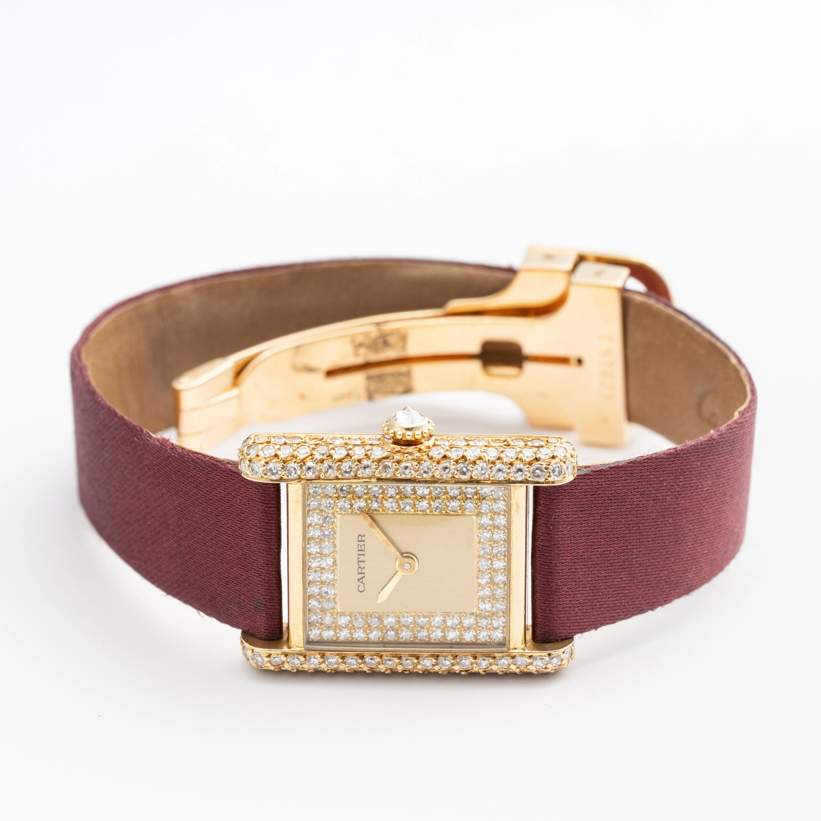 Cartier Tank Louis Paris Diamond 18K Yellow Gold Ladies Watch