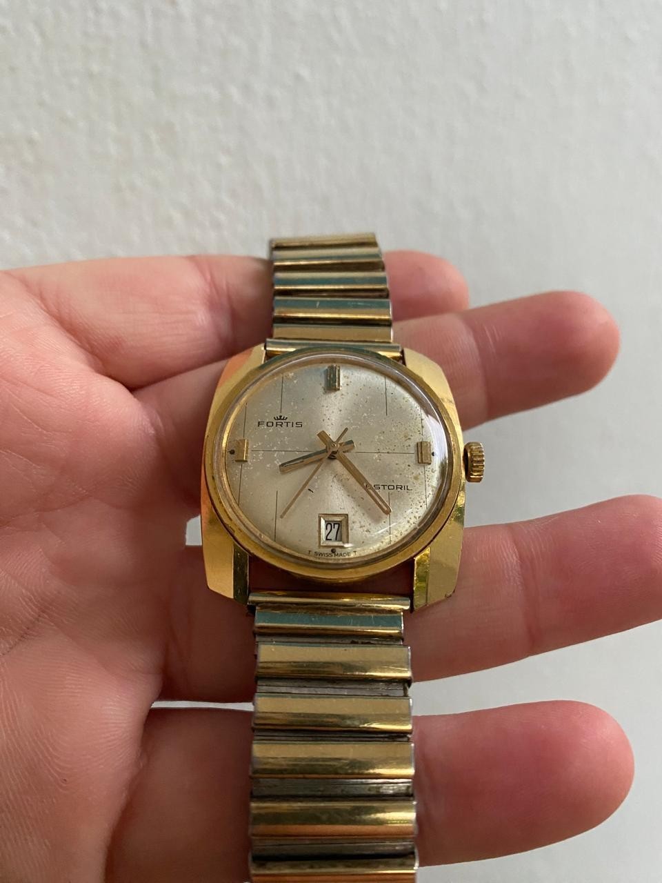 1970s Men’s Fortis Estoril Automatic Swiss Made 21 Jewel Gold Plated 37 mm Watch