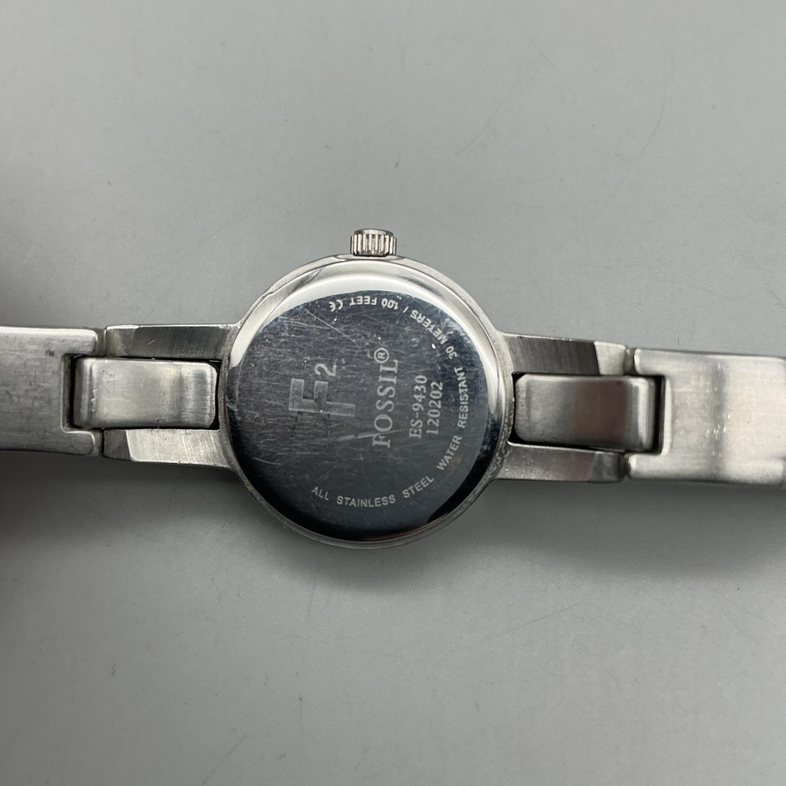 Fossil F2 Womens Watch 22mm Purple Dial Stainless Steel New Battery 5.75″