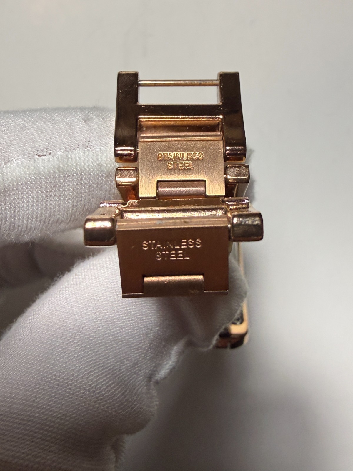 Bronzo Italia Rose Gold Tone Bronze MOP Dial Link Watch Tank Style Swiss 36x28mm