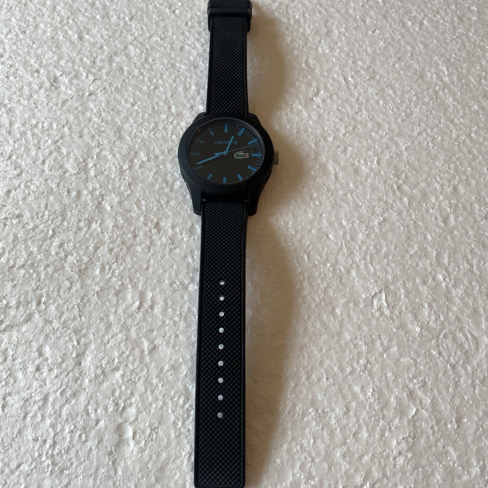 Lacoste Black Blue Dial Quartz Watch LC79.1.47.2788 Rubber Strap Unisex 30m 3ATM
