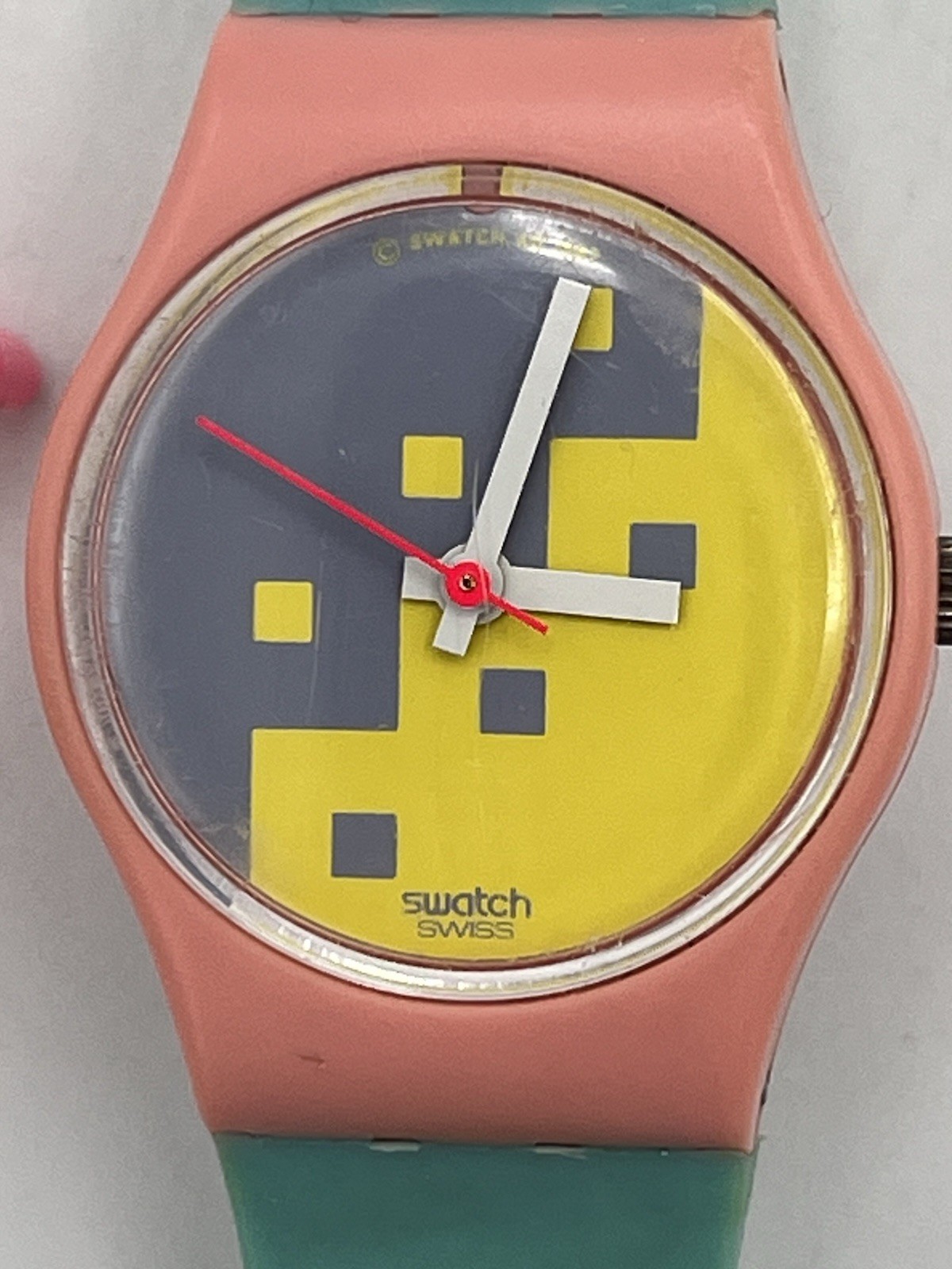 Vtg 1987 Original Swatch Watch LP103 Blue Cassata & Pink Guard Ladies Not Tested