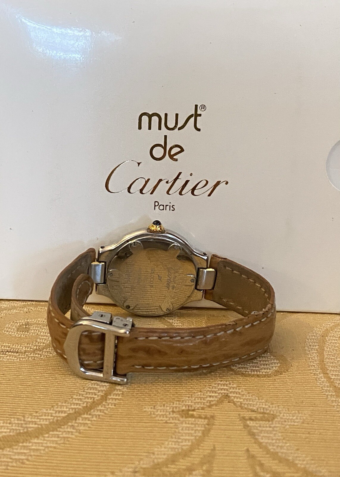 CARTIER MUST DE CARTIER 21 STAINLESS STEEL 18K PLATED WATCH ALL PAPERS BOXES