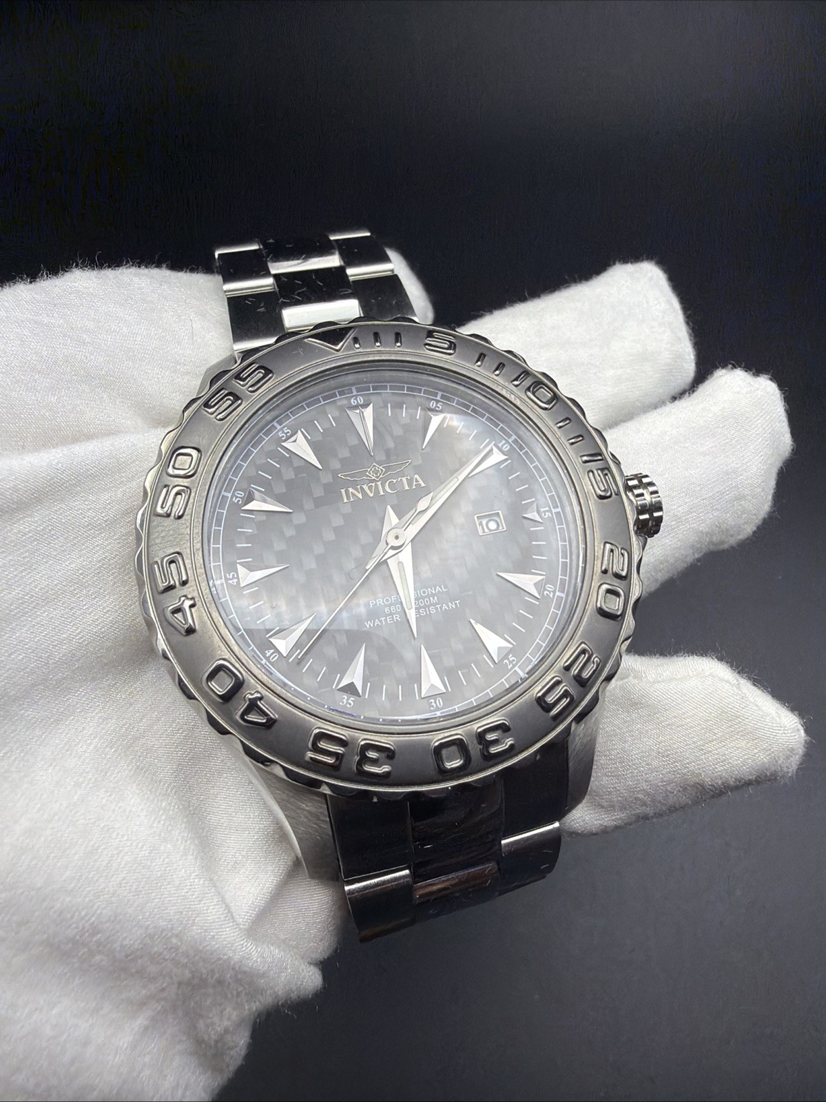 Invicta Pro Diver Ghost Watch Men 47mm Carbon Dial Stainless Date 12555 New Bat