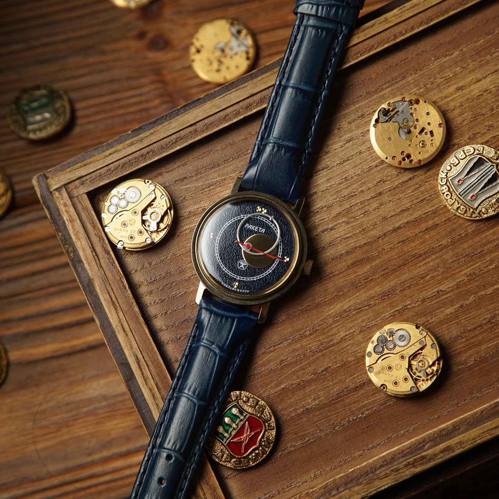 Raketa Copernicus 1980s Blue DIAL – Vintage 1980s Soviet Watch USSR – UNWORN