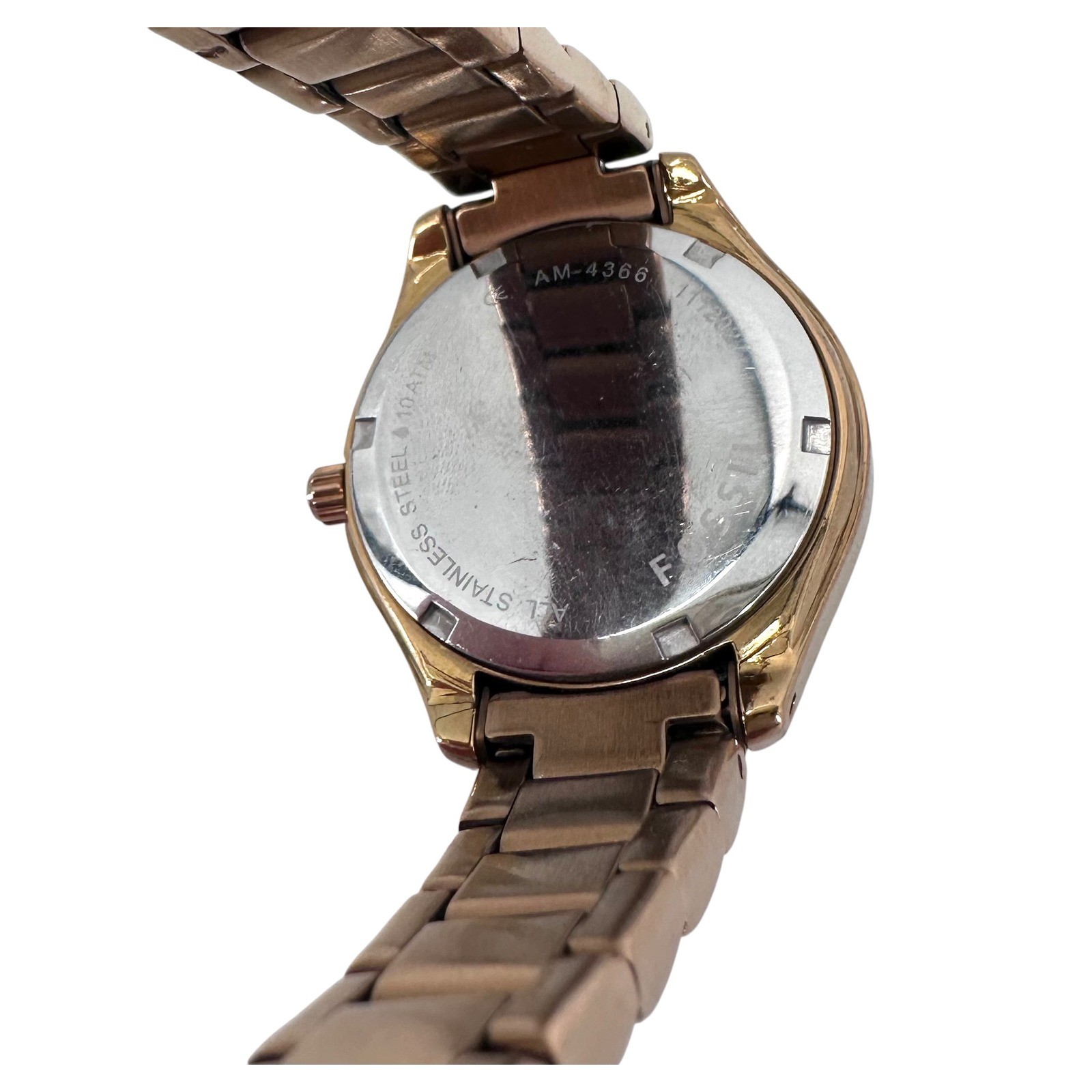Fossil Flight Mini Womens Watch Bronze Stainless Steel Brown Dial Date AM-4366