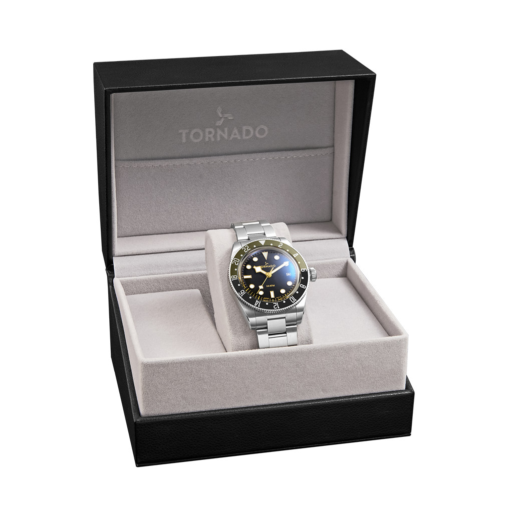 Tornado Lumina Date Just Men’s Analog Watch | Black Dial, 40mm, 100 m (10 ATM)