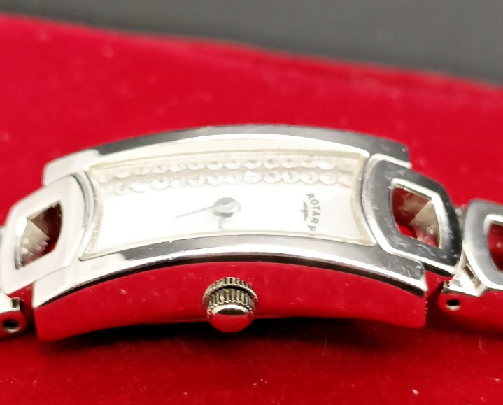 ROTARY Ladies Dainty Stainless Steel Rectangular Face Dress Watch VGC/Working