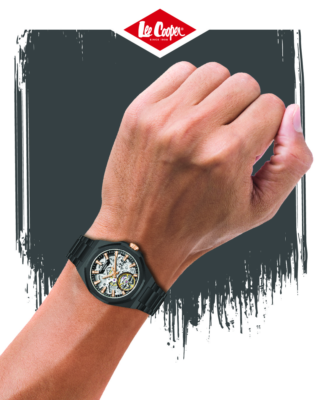 Lee Cooper Men’s Automatic Watch | Black Dial, Black Case, 43mm, 50 m (5 ATM)