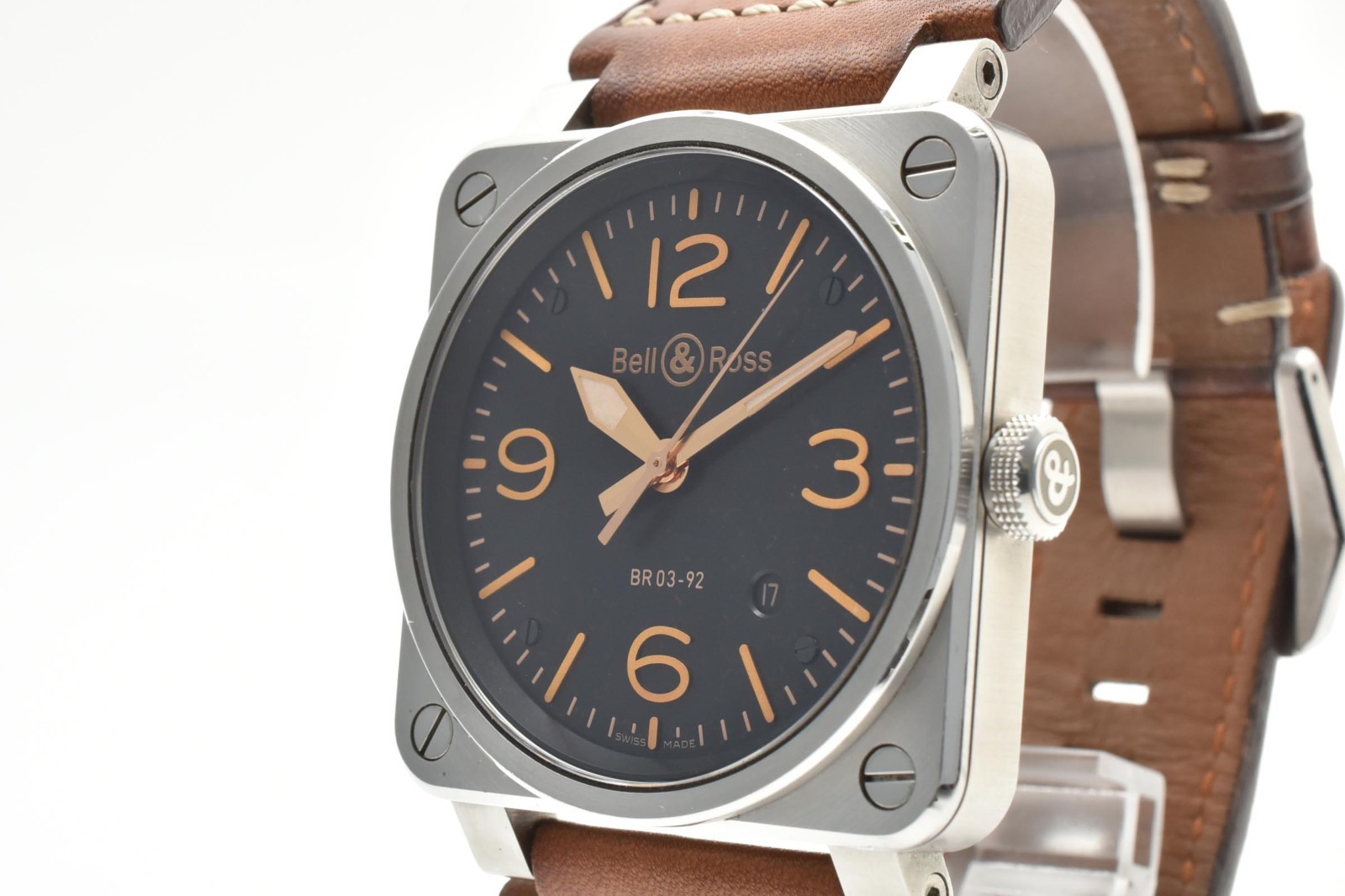 [N MINT] Bell & Ross Golden Heritage BR03-92 Goldenheri-Ca Auto Black Dial Watch