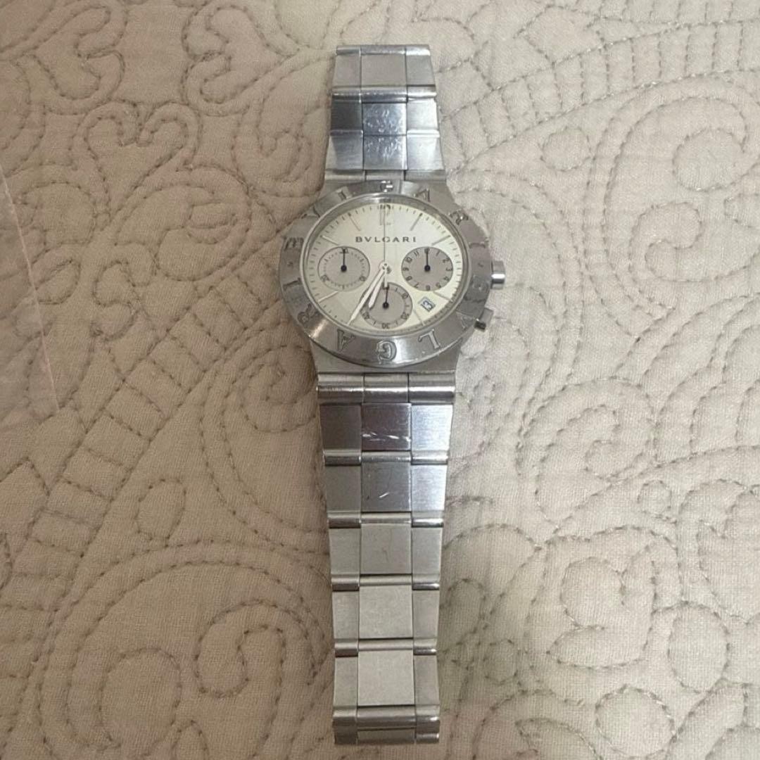 BVLGARI CH35S Diagono Sport Chronograph Quartz SS White Silver Dial