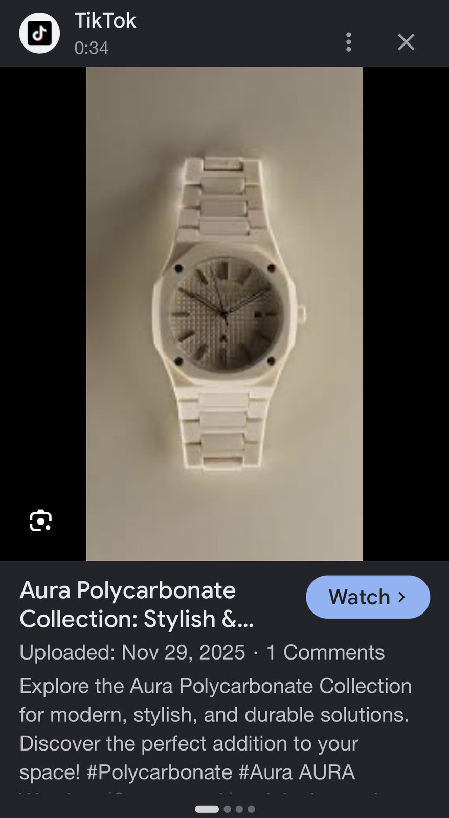 AURA Polycarbonate: OCEAN Color (The Viral Discontinued Watch-Super Rare Color)