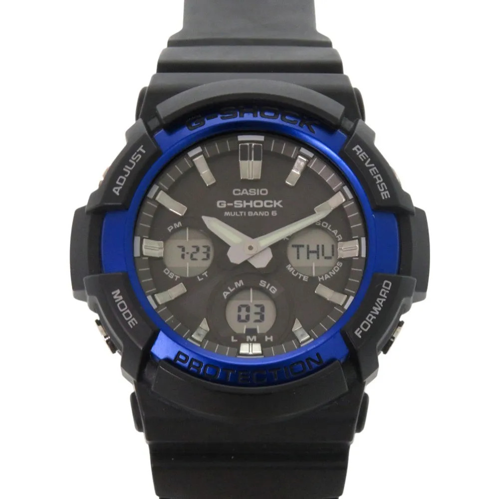 Excellent condition Casio G-SHOCK GAW-100B-1A2JF Resin Aluminum Black Blue Tough
