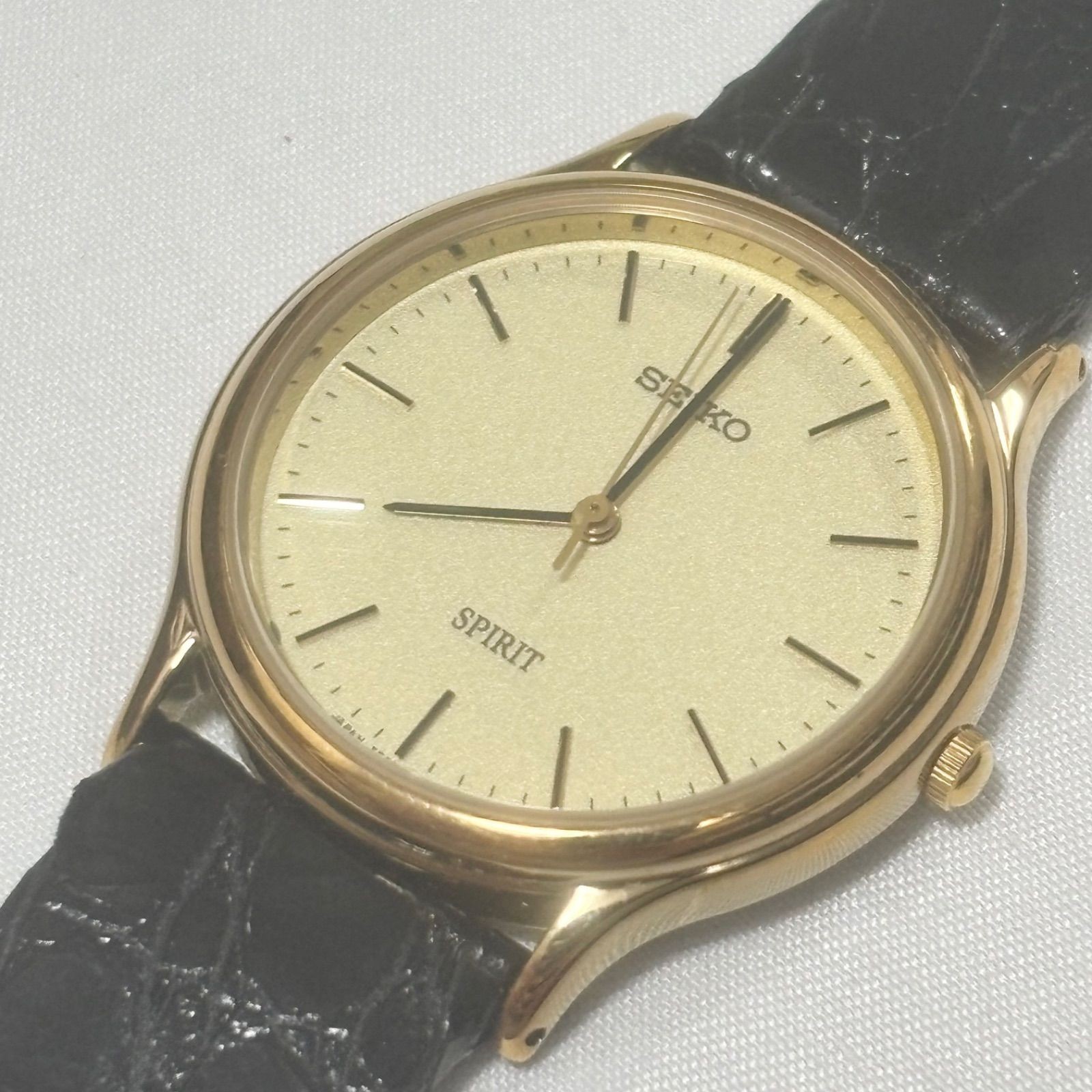 SEIKO SPIRIT 5E31-6040 Ivory Black Quartz Watch Battery Dead