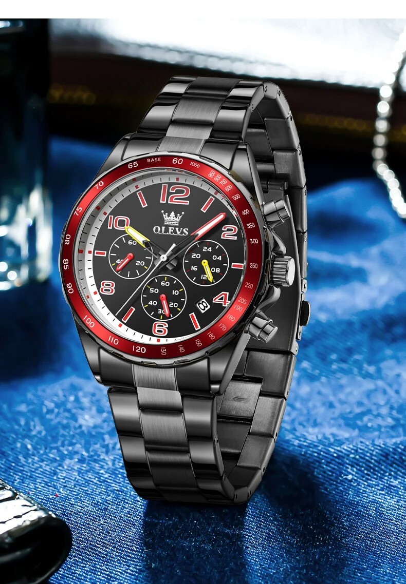 Waterproof Men’s Watch Quartz OLEVS Luminous Luxury Stainless Men Steel Strap