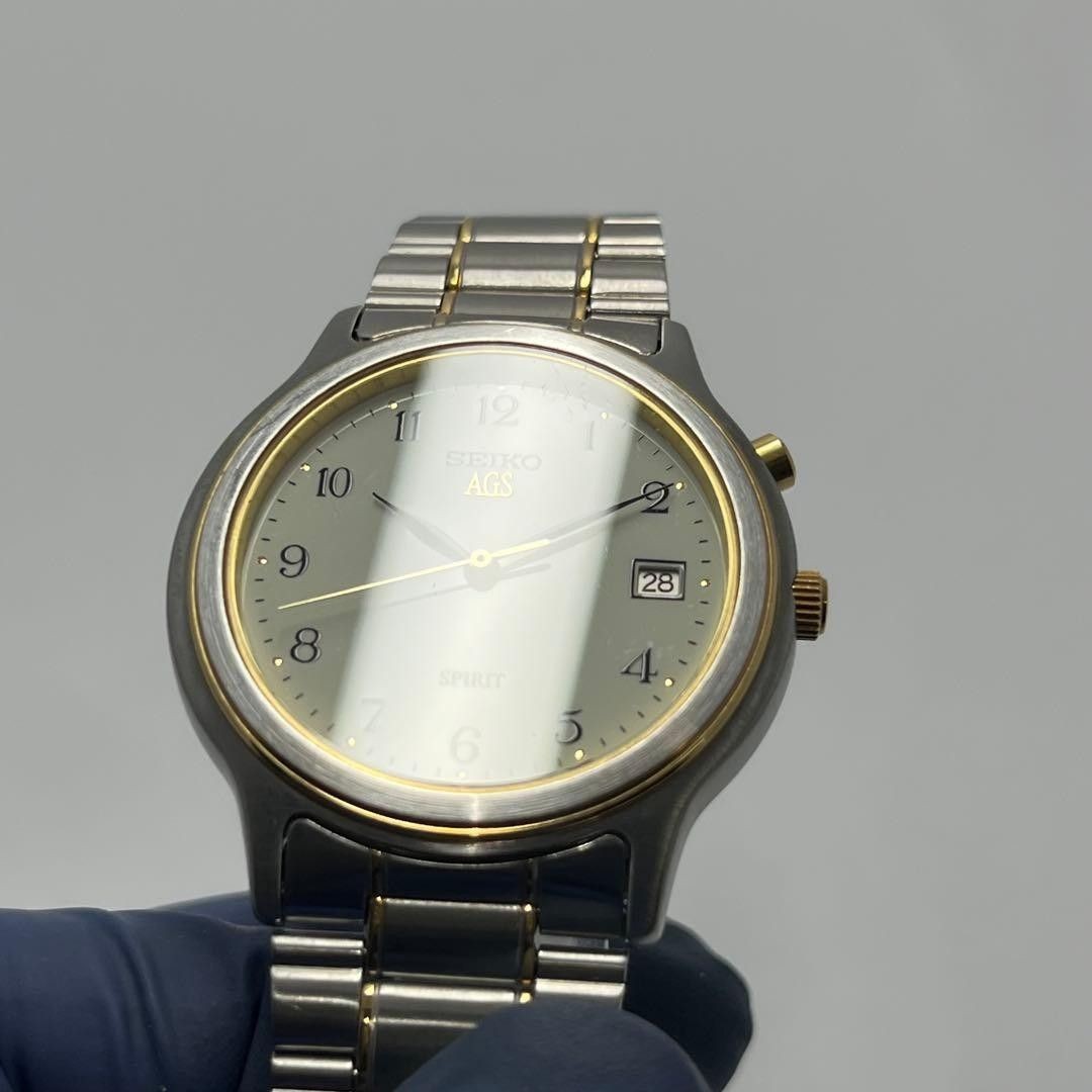 SEIKO AGS 5M22 7A40 Date White Dial Automatic Self Powered