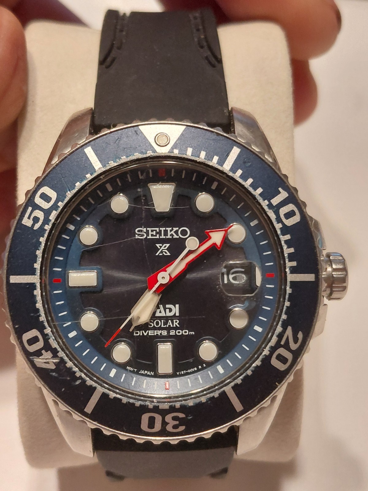 Seiko Prospex PADI Solar Quartz Diver 200m V157-0DF0 Blue/Bezel Rubber Strap
