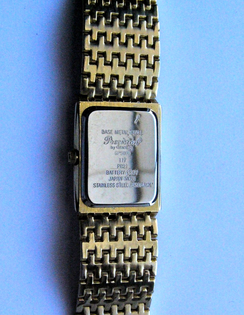 Gruen Precision Quartz GP503G Gold Tone Rectangular Watch – Textured Dial New