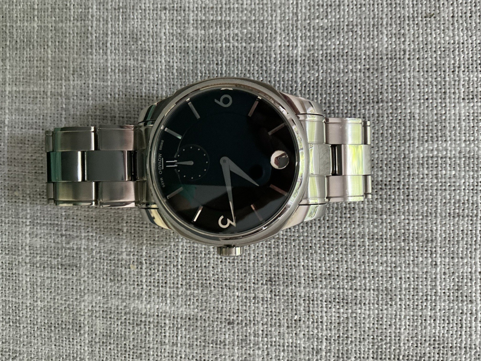 Movado LX Men’s Swiss-Made Watch 42mm Black Dial Stainless Steel Case