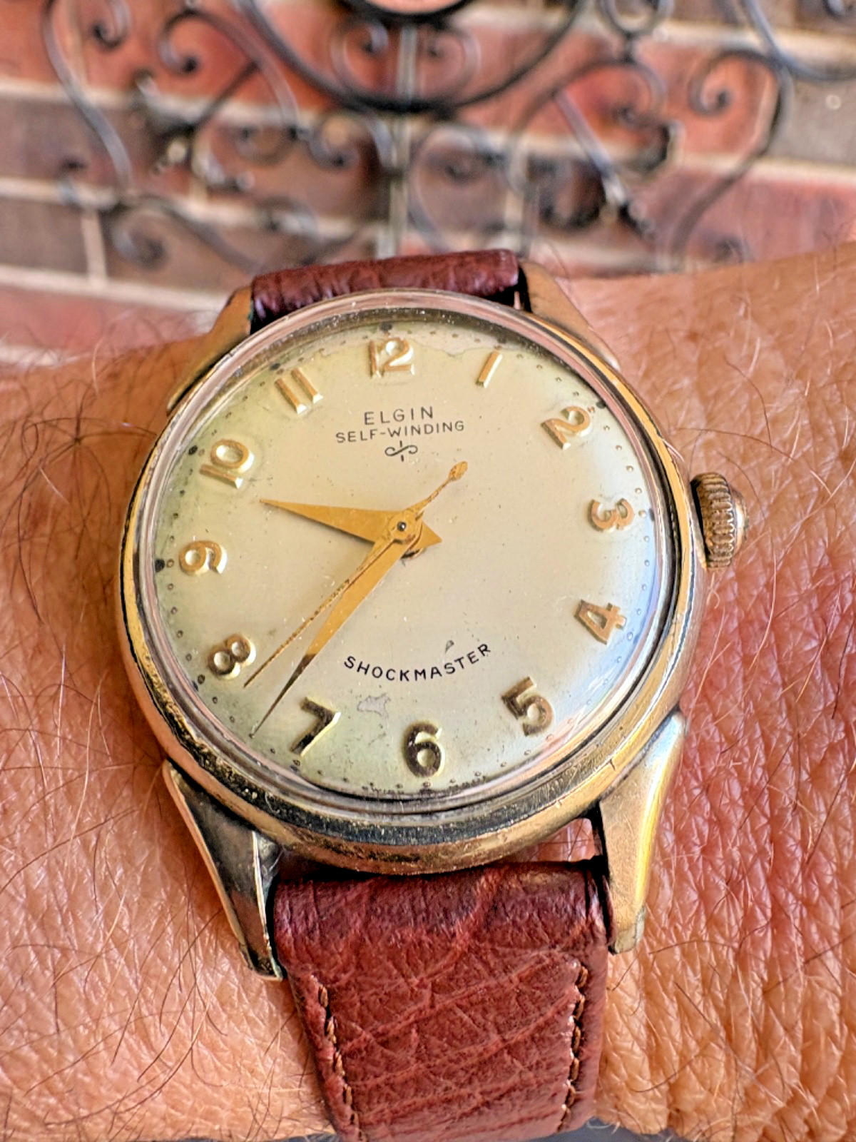 Vintage Elgin Shockmaster Self-Winding 17J 10K RGP Swiss Watch Runs New Crystal