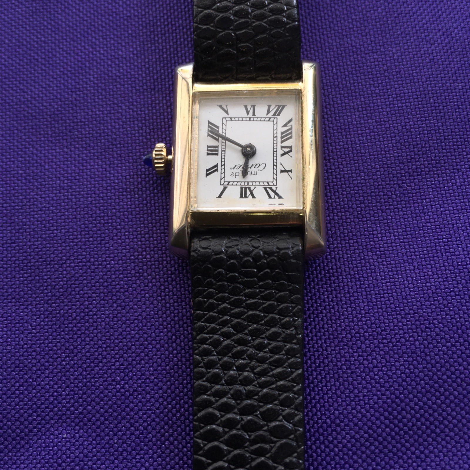 VTG Must de Cartier Tank Vermeil 18K Gold/925 Manual Women Watch Original Buckle