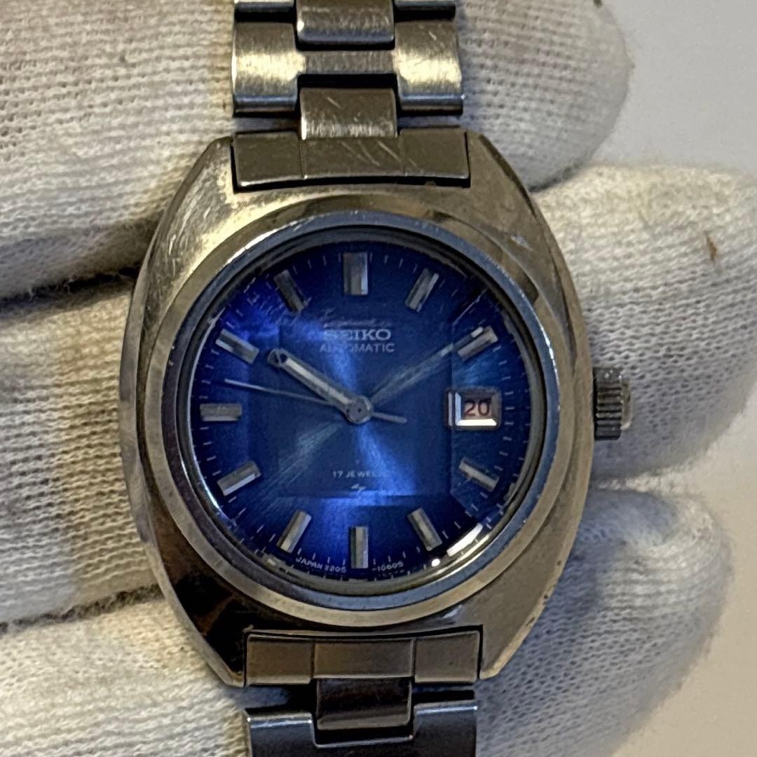 Seiko 2205-0706 17 Jewels Automatic Blue Dial Wristwatch Japan 07213