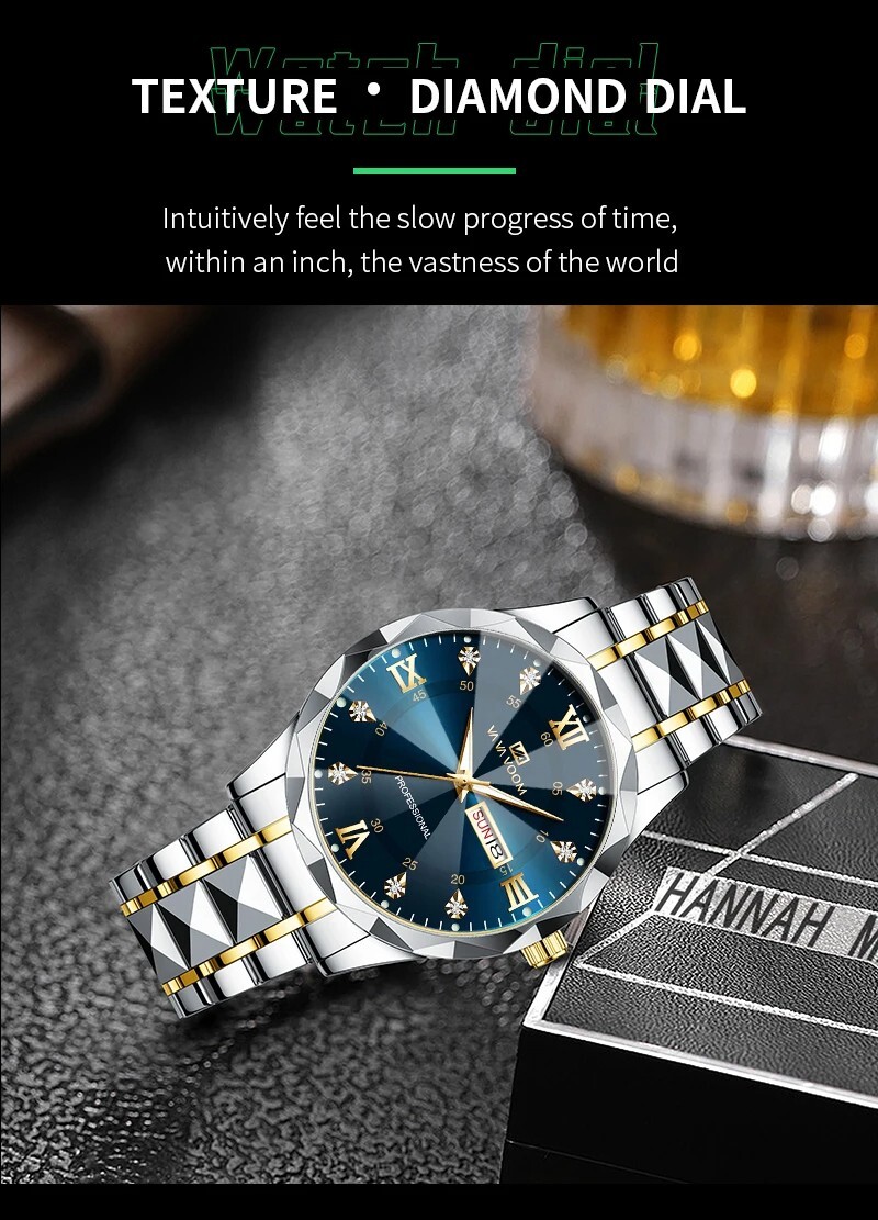 Men’s Watch Relojes De Hombre Stainless Steel Quartz Luminous Classic Watches